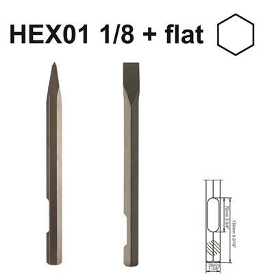HEX01 1/8+Flat Chisels