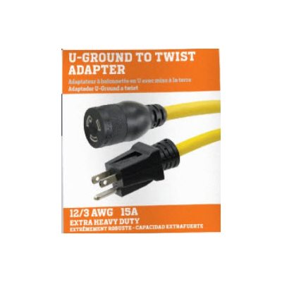 1ft 12 / 3 STW U-Ground to Twist-to-Lock Adapter