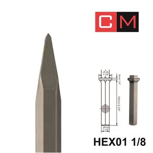 HEX01 1 / 8; Pointed Chisel ; 22"