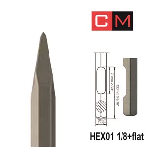 "HEX01 1 / 8+Flat; Pointed chisel; 16"""
