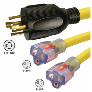3ft. 1 / 4 STOW 30A / 220V Twist-to-T-Slot """ Adapter"
